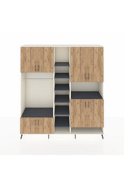 Hyperion Dolap 18 Raflı 8 Kapaklı Tek Askılı 220x44x243 Aytaşı-Çam/Antrasit