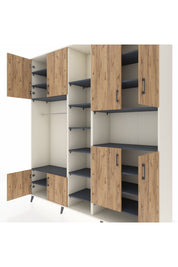 Hyperion Dolap 18 Raflı 8 Kapaklı Tek Askılı 220x44x243 Aytaşı-Çam/Antrasit