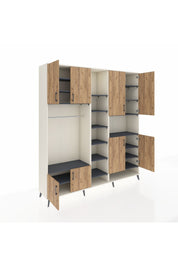 Hyperion Dolap 18 Raflı 8 Kapaklı Tek Askılı 220x44x243 Aytaşı-Çam/Antrasit