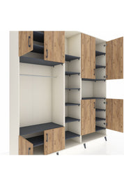 Hyperion Dolap 18 Raflı 8 Kapaklı Tek Askılı 220x44x243 Aytaşı-Çam/Antrasit