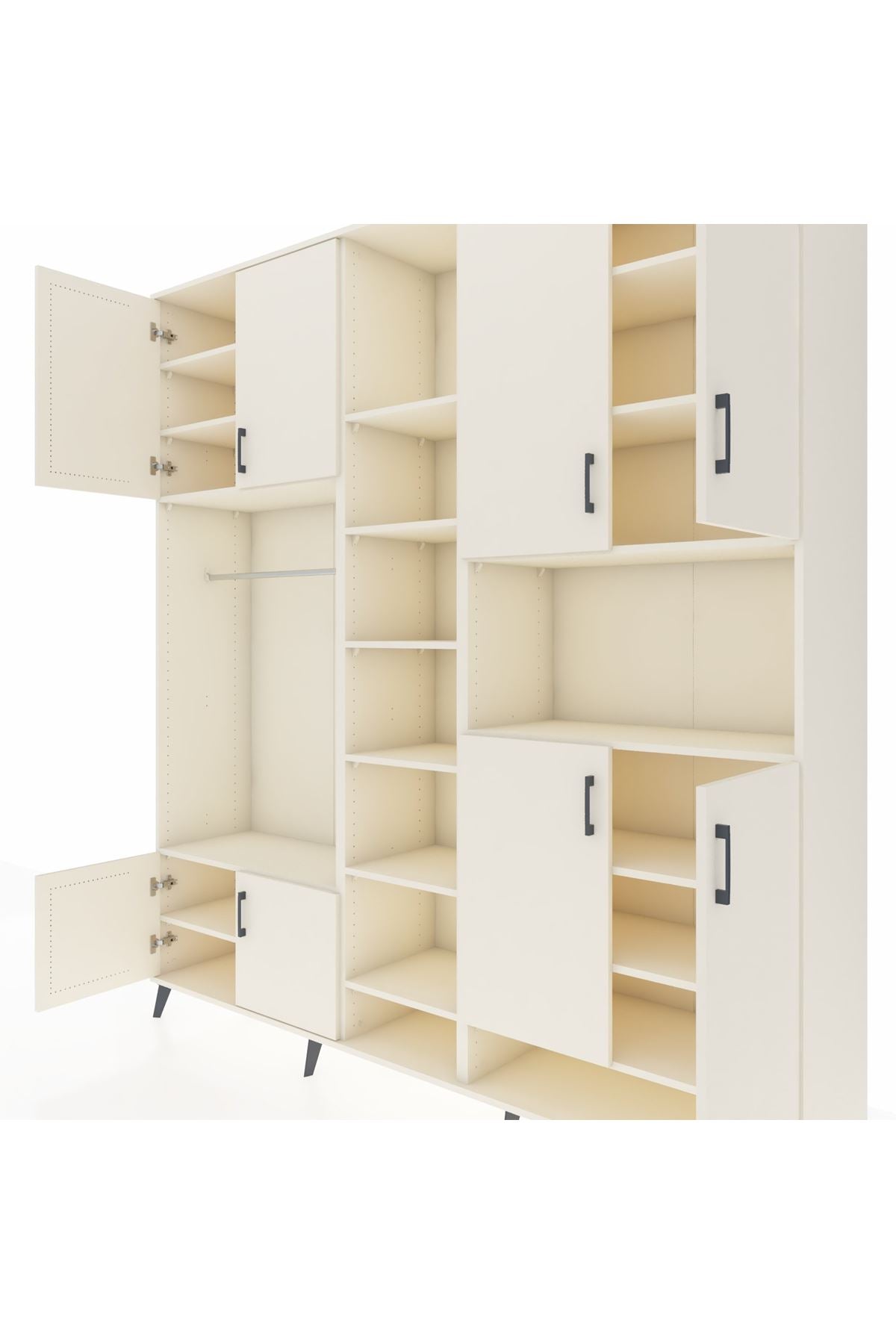 Hyperion Dolap 18 Raflı 8 Kapaklı Tek Askılı 220x44x243 Aytaşı-Aytaşı/Aytaşı