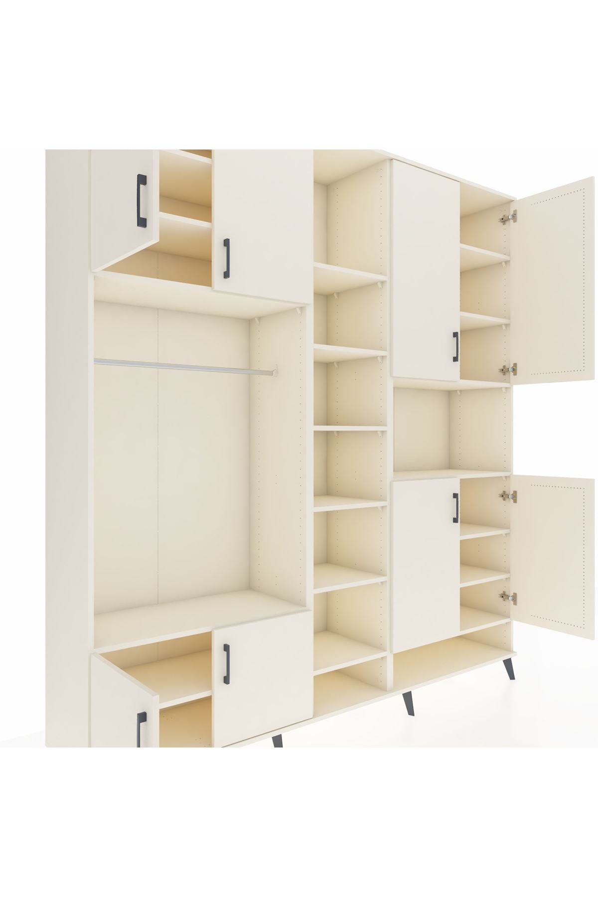 Hyperion Dolap 18 Raflı 8 Kapaklı Tek Askılı 220x44x243 Aytaşı-Aytaşı/Aytaşı