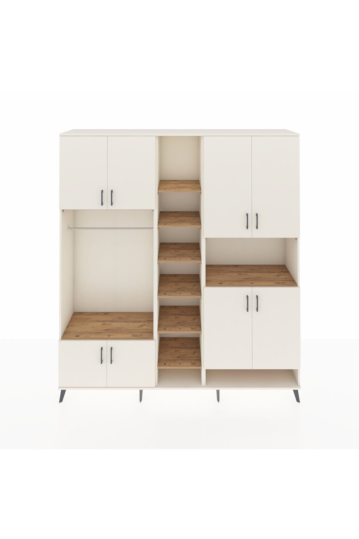 Hyperion Dolap 18 Raflı 8 Kapaklı Tek Askılı 220x44x243 Aytaşı-Aytaşı/Çam