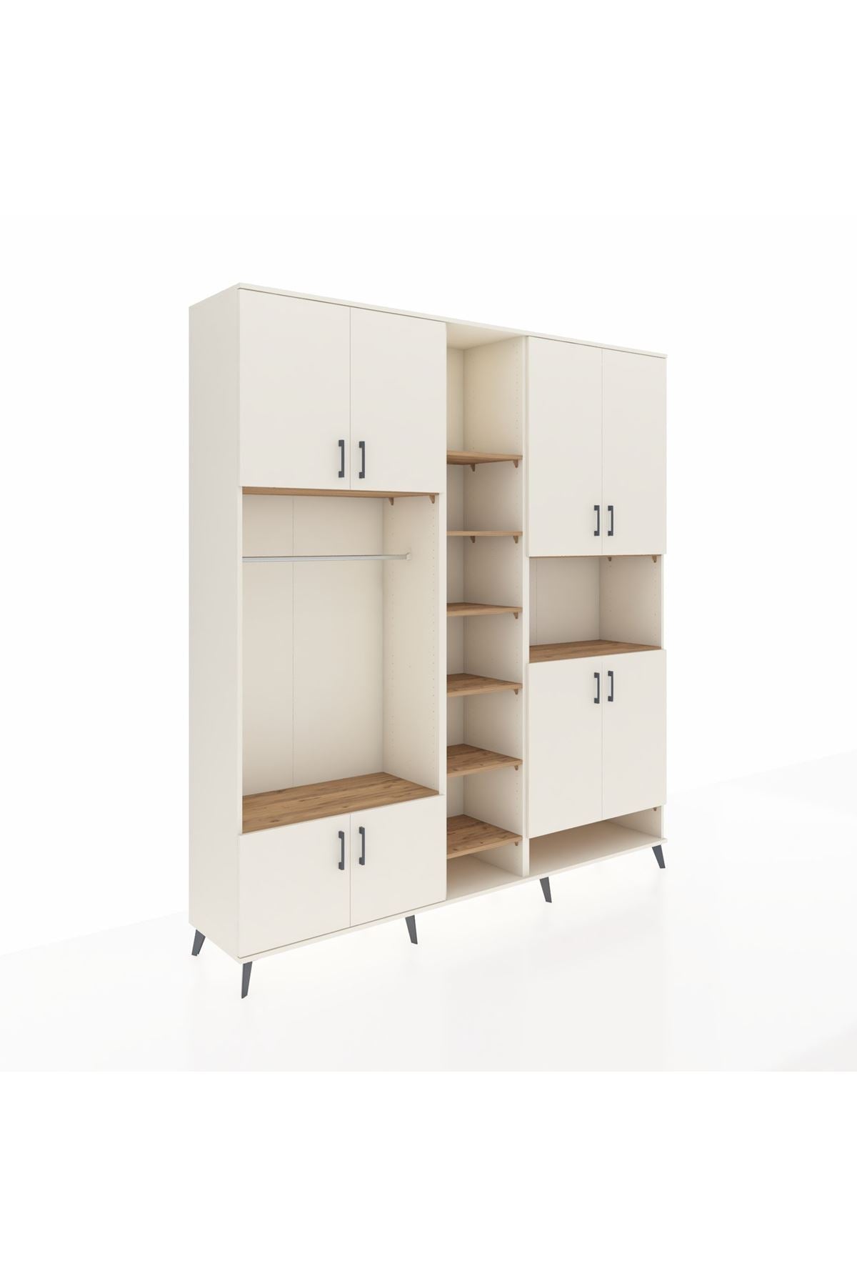 Hyperion Dolap 18 Raflı 8 Kapaklı Tek Askılı 220x44x243 Aytaşı-Aytaşı/Çam