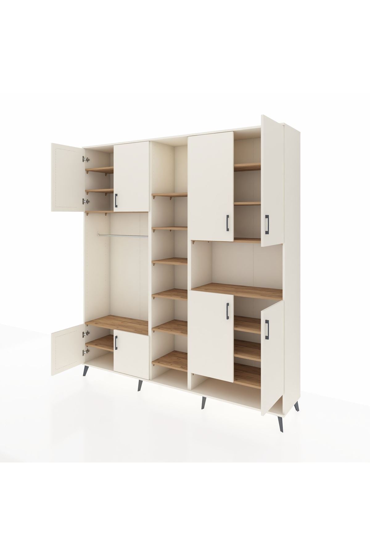 Hyperion Dolap 18 Raflı 8 Kapaklı Tek Askılı 220x44x243 Aytaşı-Aytaşı/Çam