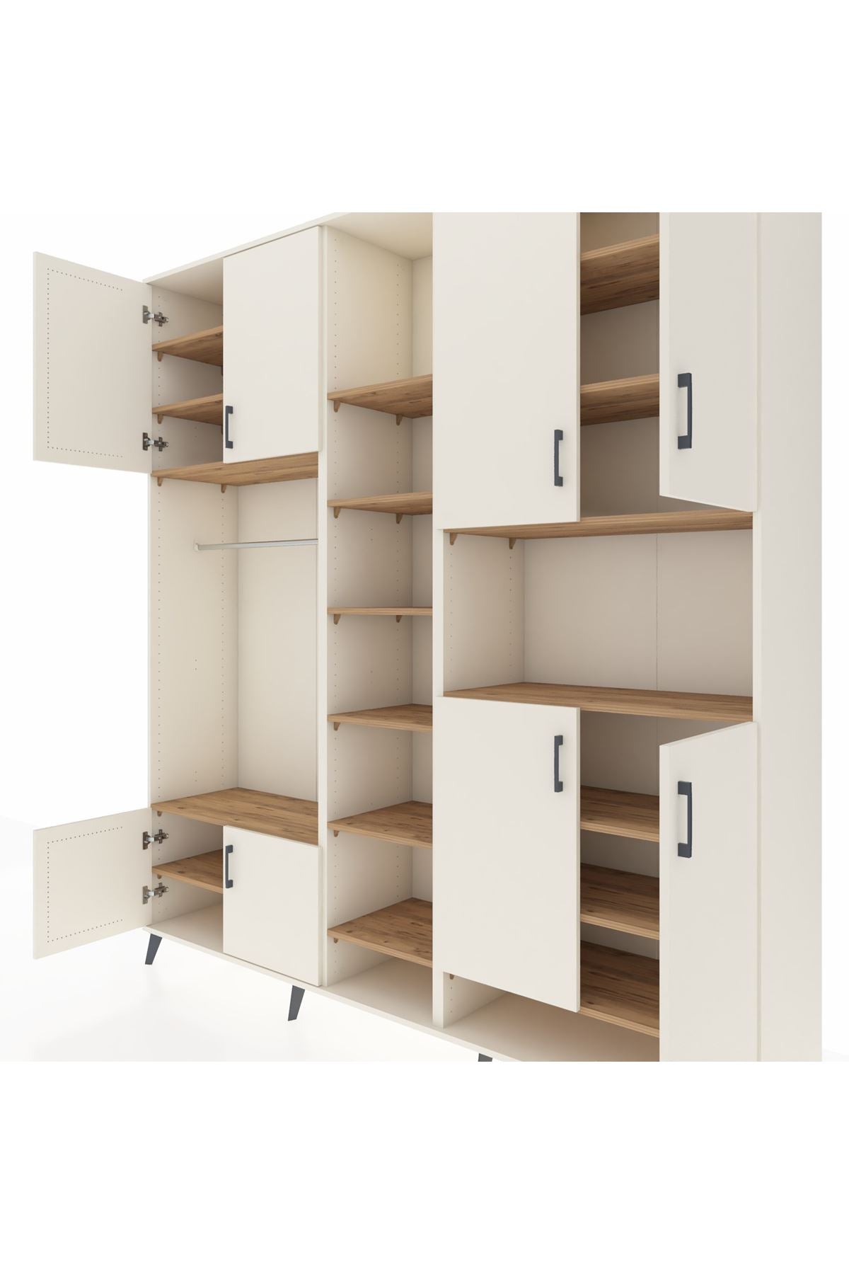 Hyperion Dolap 18 Raflı 8 Kapaklı Tek Askılı 220x44x243 Aytaşı-Aytaşı/Çam