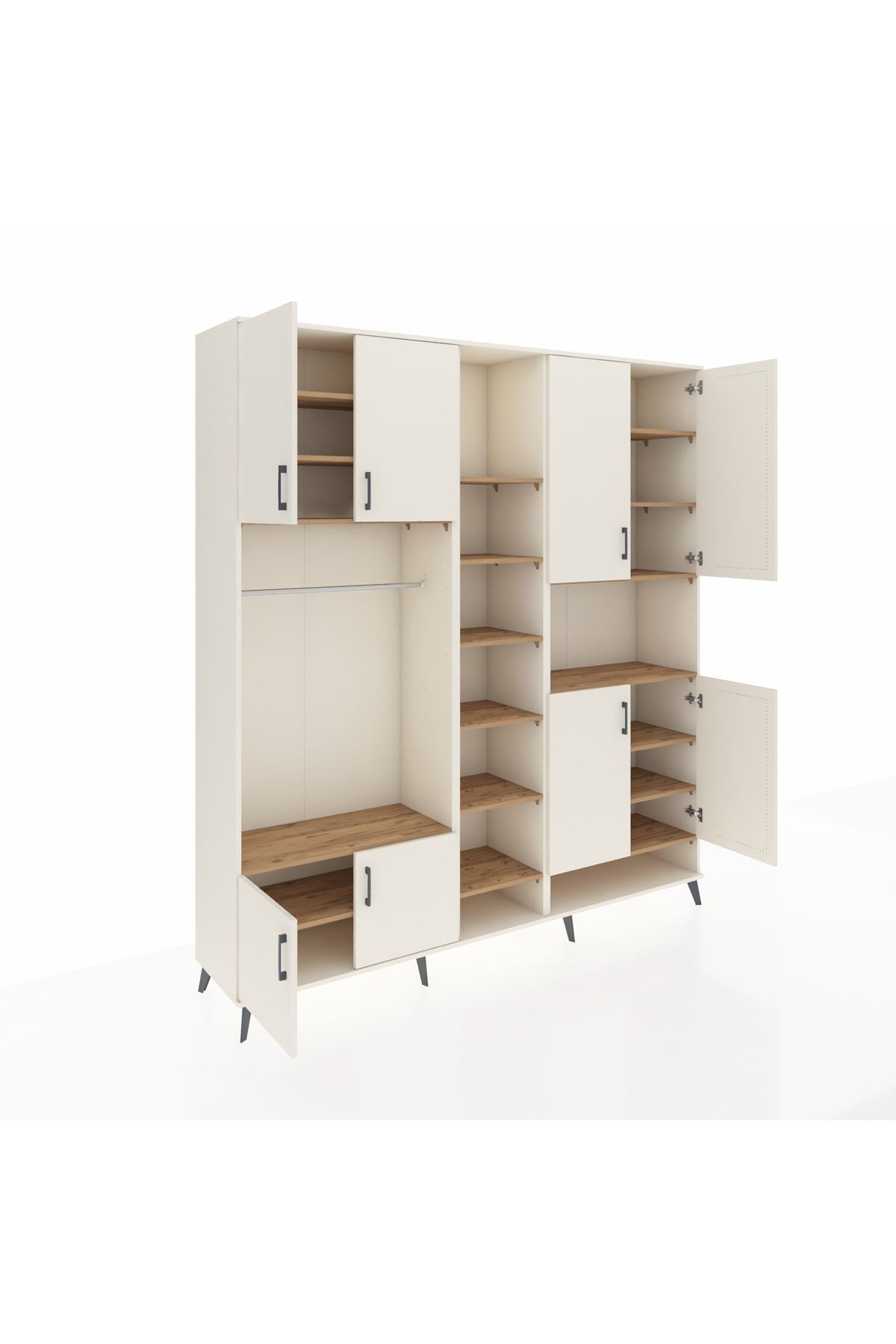 Hyperion Dolap 18 Raflı 8 Kapaklı Tek Askılı 220x44x243 Aytaşı-Aytaşı/Çam