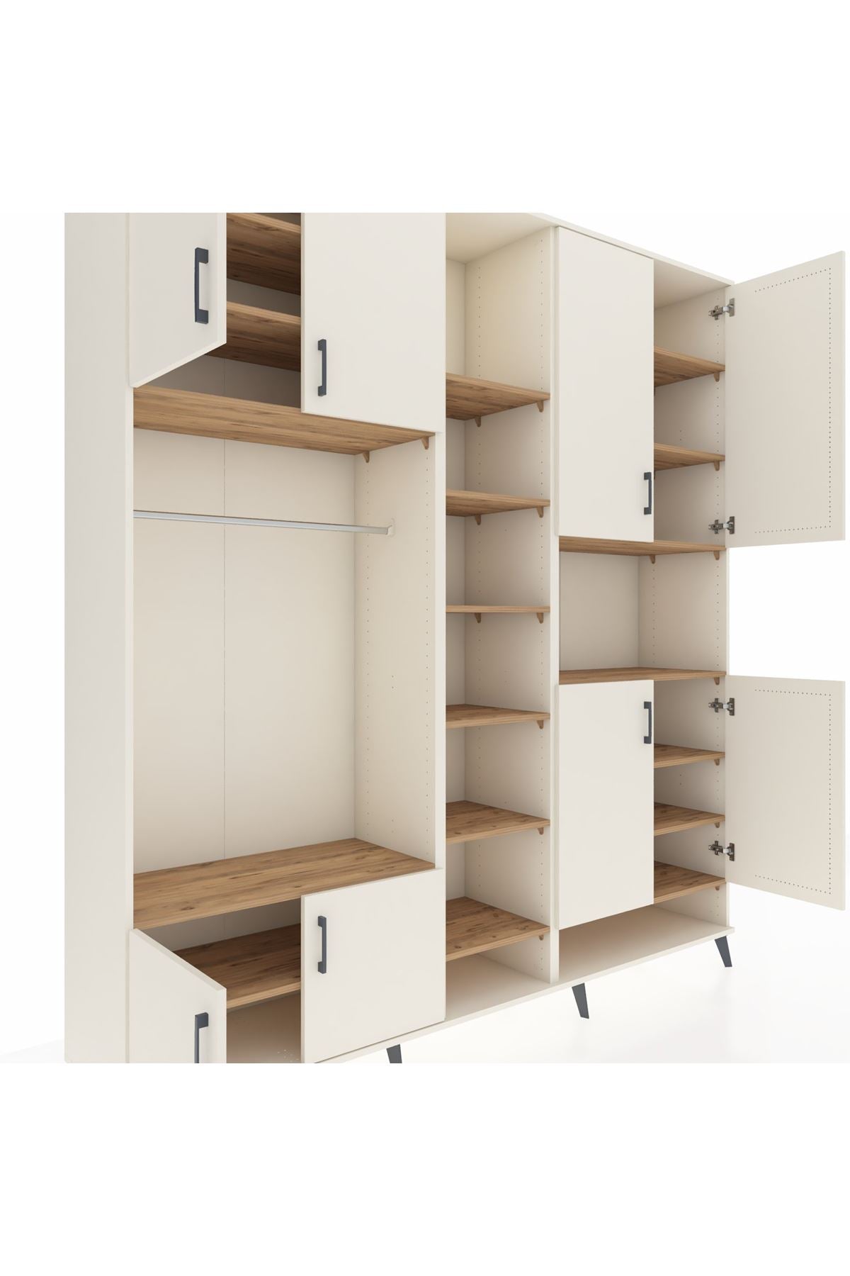 Hyperion Dolap 18 Raflı 8 Kapaklı Tek Askılı 220x44x243 Aytaşı-Aytaşı/Çam