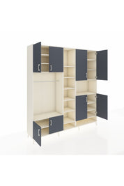 Hyperion Dolap 18 Raflı 8 Kapaklı Tek Askılı 220x44x243 Aytaşı-Antrasit/Aytaşı