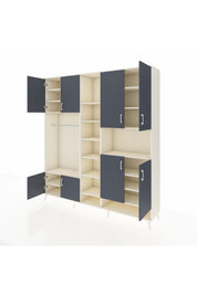 Hyperion Dolap 18 Raflı 8 Kapaklı Tek Askılı 220x44x243 Aytaşı-Antrasit/Aytaşı