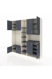 Hyperion Dolap 18 Raflı 8 Kapaklı Tek Askılı 220x44x243 Aytaşı-Antrasit/Antrasit