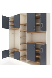 Hyperion Dolap 18 Raflı 8 Kapaklı Tek Askılı 220x44x243 Aytaşı-Antrasit/Çam