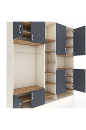 Hyperion Dolap 18 Raflı 8 Kapaklı Tek Askılı 220x44x243 Aytaşı-Antrasit/Çam