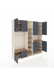 Hyperion Dolap 18 Raflı 8 Kapaklı Tek Askılı 220x44x243 Aytaşı-Antrasit/Çam