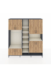 Hyperion Dolap 18 Raflı 8 Kapaklı Tek Askılı 220x44x243 Antrasit-Çam/Aytaşı