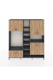 Hyperion Dolap 18 Raflı 8 Kapaklı Tek Askılı 220x44x243 Antrasit-Çam/Antrasit