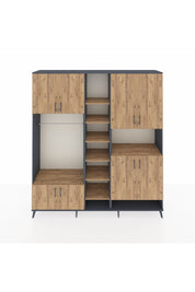 Hyperion Dolap 18 Raflı 8 Kapaklı Tek Askılı 220x44x243 Antrasit-Çam/Çam