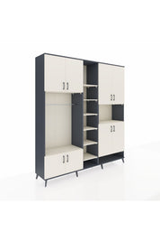 Hyperion Dolap 18 Raflı 8 Kapaklı Tek Askılı 220x44x243 Antrasit-Aytaşı/Aytaşı