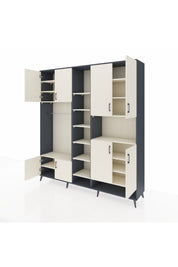 Hyperion Dolap 18 Raflı 8 Kapaklı Tek Askılı 220x44x243 Antrasit-Aytaşı/Aytaşı