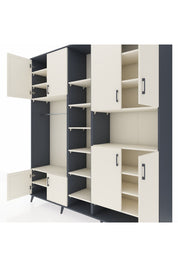 Hyperion Dolap 18 Raflı 8 Kapaklı Tek Askılı 220x44x243 Antrasit-Aytaşı/Aytaşı