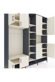 Hyperion Dolap 18 Raflı 8 Kapaklı Tek Askılı 220x44x243 Antrasit-Aytaşı/Aytaşı