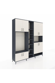 Hyperion Dolap 18 Raflı 8 Kapaklı Tek Askılı 220x44x243 Antrasit-Aytaşı/Antrasit