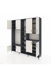 Hyperion Dolap 18 Raflı 8 Kapaklı Tek Askılı 220x44x243 Antrasit-Aytaşı/Antrasit