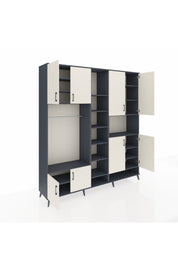 Hyperion Dolap 18 Raflı 8 Kapaklı Tek Askılı 220x44x243 Antrasit-Aytaşı/Antrasit