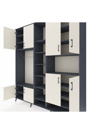 Hyperion Dolap 18 Raflı 8 Kapaklı Tek Askılı 220x44x243 Antrasit-Aytaşı/Antrasit