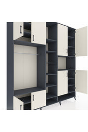 Hyperion Dolap 18 Raflı 8 Kapaklı Tek Askılı 220x44x243 Antrasit-Aytaşı/Antrasit