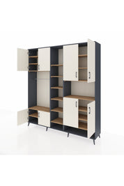 Hyperion Dolap 18 Raflı 8 Kapaklı Tek Askılı 220x44x243 Antrasit-Aytaşı/Çam