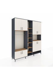 Hyperion Dolap 18 Raflı 8 Kapaklı Tek Askılı 220x44x243 Antrasit-Aytaşı/Çam