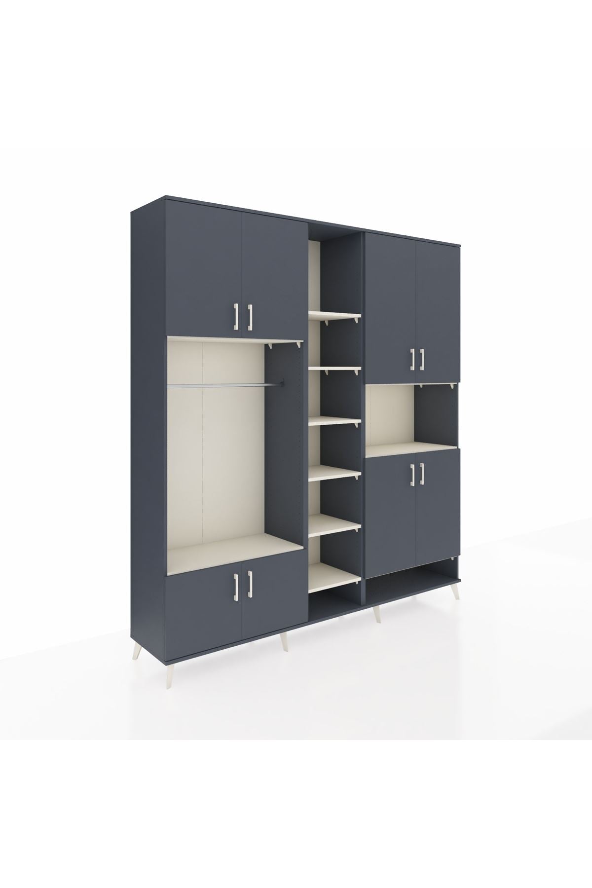 Hyperion Dolap 18 Raflı 8 Kapaklı Tek Askılı 220x44x243 Antrasit-Antrasit/Aytaşı