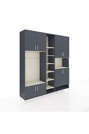 Hyperion Dolap 18 Raflı 8 Kapaklı Tek Askılı 220x44x243 Antrasit-Antrasit/Aytaşı