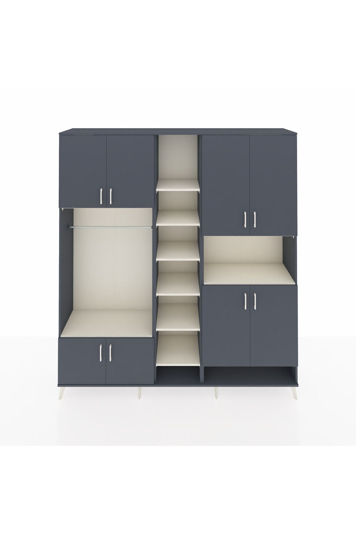 Hyperion Dolap 18 Raflı 8 Kapaklı Tek Askılı 220x44x243 Antrasit-Antrasit/Aytaşı