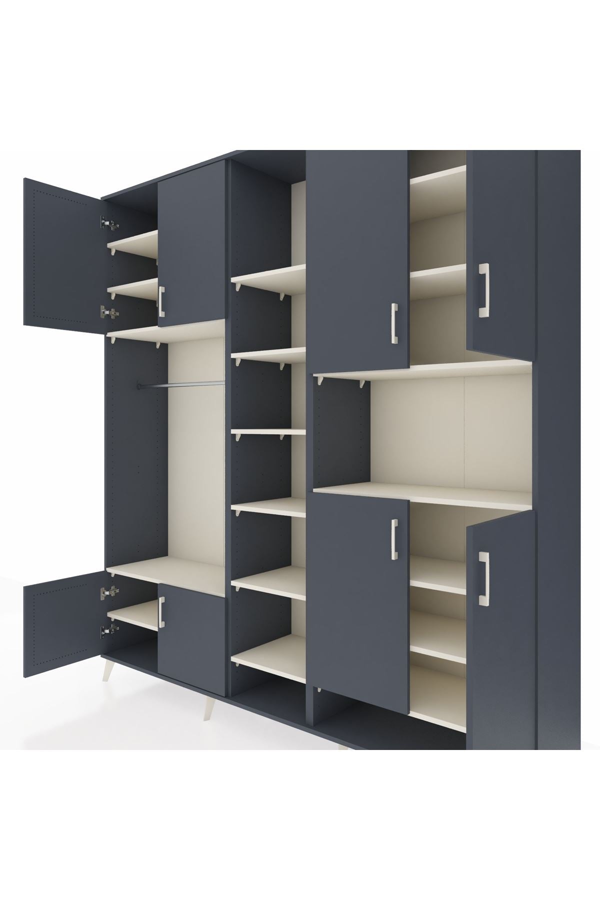 Hyperion Dolap 18 Raflı 8 Kapaklı Tek Askılı 220x44x243 Antrasit-Antrasit/Aytaşı