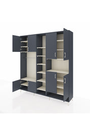 Hyperion Dolap 18 Raflı 8 Kapaklı Tek Askılı 220x44x243 Antrasit-Antrasit/Aytaşı