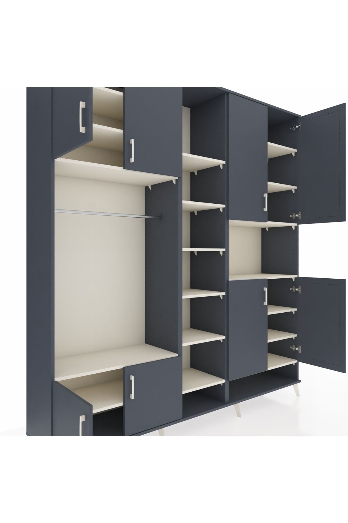 Hyperion Dolap 18 Raflı 8 Kapaklı Tek Askılı 220x44x243 Antrasit-Antrasit/Aytaşı