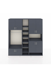 Hyperion Dolap 18 Raflı 8 Kapaklı Tek Askılı 220x44x243 Antrasit-Antrasit/Antrasit