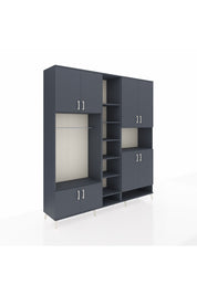 Hyperion Dolap 18 Raflı 8 Kapaklı Tek Askılı 220x44x243 Antrasit-Antrasit/Antrasit