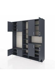 Hyperion Dolap 18 Raflı 8 Kapaklı Tek Askılı 220x44x243 Antrasit-Antrasit/Antrasit