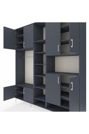 Hyperion Dolap 18 Raflı 8 Kapaklı Tek Askılı 220x44x243 Antrasit-Antrasit/Antrasit