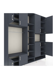 Hyperion Dolap 18 Raflı 8 Kapaklı Tek Askılı 220x44x243 Antrasit-Antrasit/Antrasit