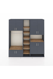 Hyperion Dolap 18 Raflı 8 Kapaklı Tek Askılı 220x44x243 Antrasit-Antrasit/Çam