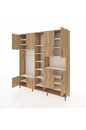 Hyperion Dolap 18 Raflı 8 Kapaklı Tek Askılı 220x44x243 Çam-Çam/Aytaşı