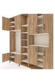 Hyperion Dolap 18 Raflı 8 Kapaklı Tek Askılı 220x44x243 Çam-Çam/Aytaşı