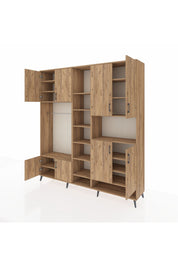 Hyperion Dolap 18 Raflı 8 Kapaklı Tek Askılı 220x44x243 Çam-Çam/Çam