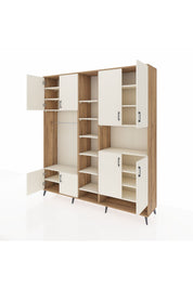 Hyperion Dolap 18 Raflı 8 Kapaklı Tek Askılı 220x44x243 Çam-Aytaşı/Aytaşı