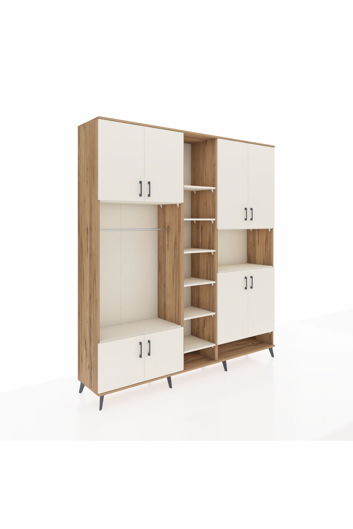 Hyperion Dolap 18 Raflı 8 Kapaklı Tek Askılı 220x44x243 Çam-Aytaşı/Aytaşı