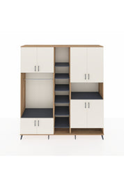 Hyperion Dolap 18 Raflı 8 Kapaklı Tek Askılı 220x44x243 Çam-Aytaşı/Antrasit